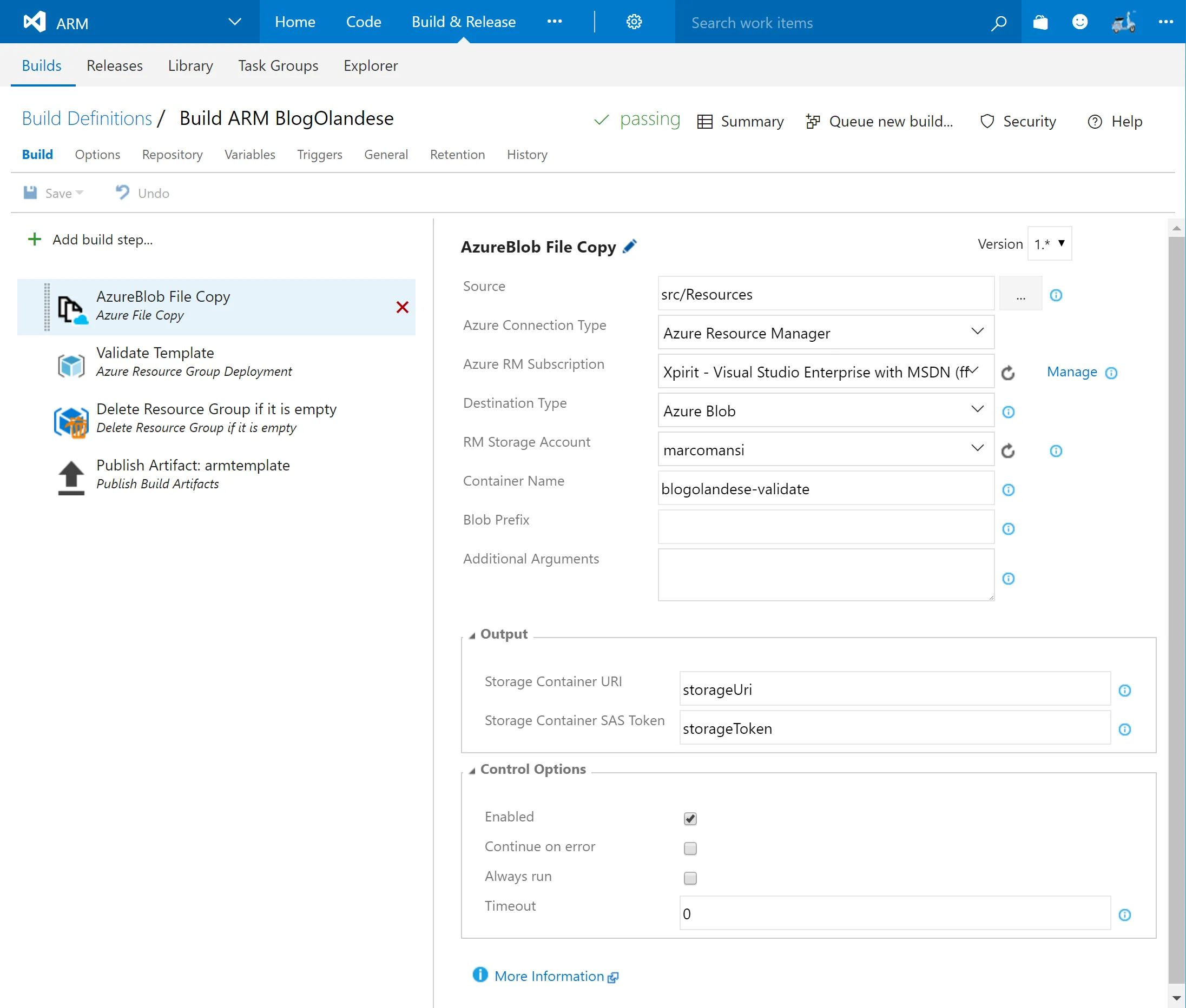 Setting up VSTS with ARM Templates