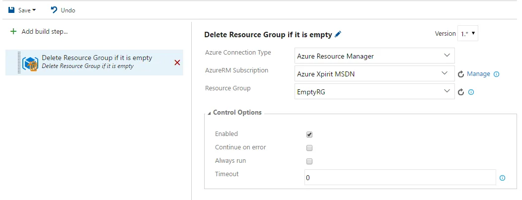 VSTS Task delete Resource Group if empty