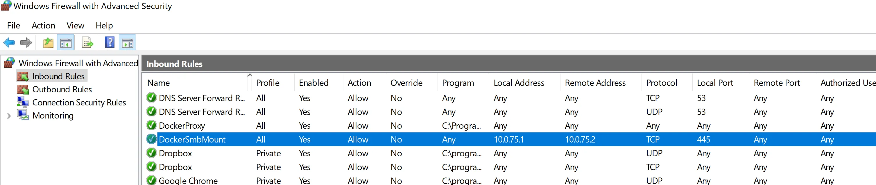Solve Docker for Windows error: A firewall is blocking file Sharing between Windows and the containers