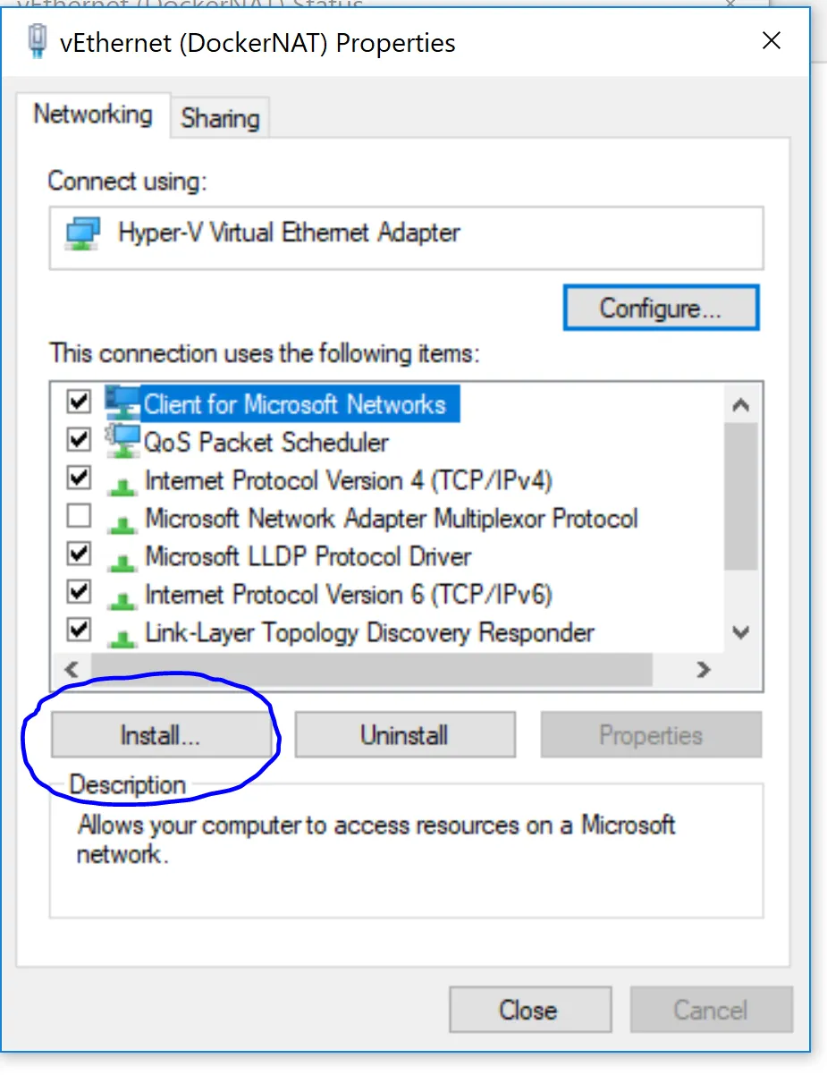 Solve Docker for Windows error: A firewall is blocking file Sharing between Windows and the containers