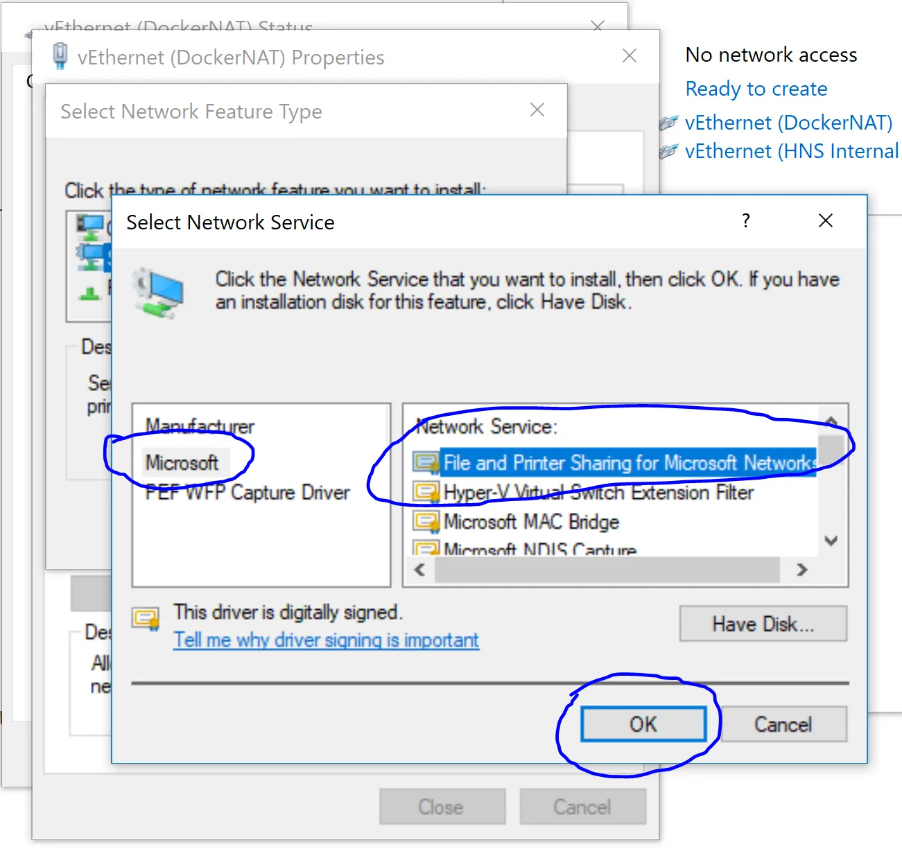 Solve Docker for Windows error: A firewall is blocking file Sharing between Windows and the containers