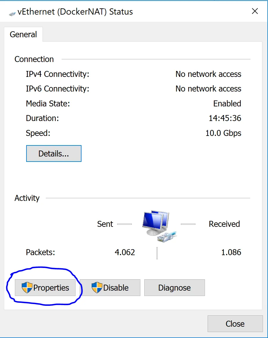 Solve Docker for Windows error: A firewall is blocking file Sharing between Windows and the containers