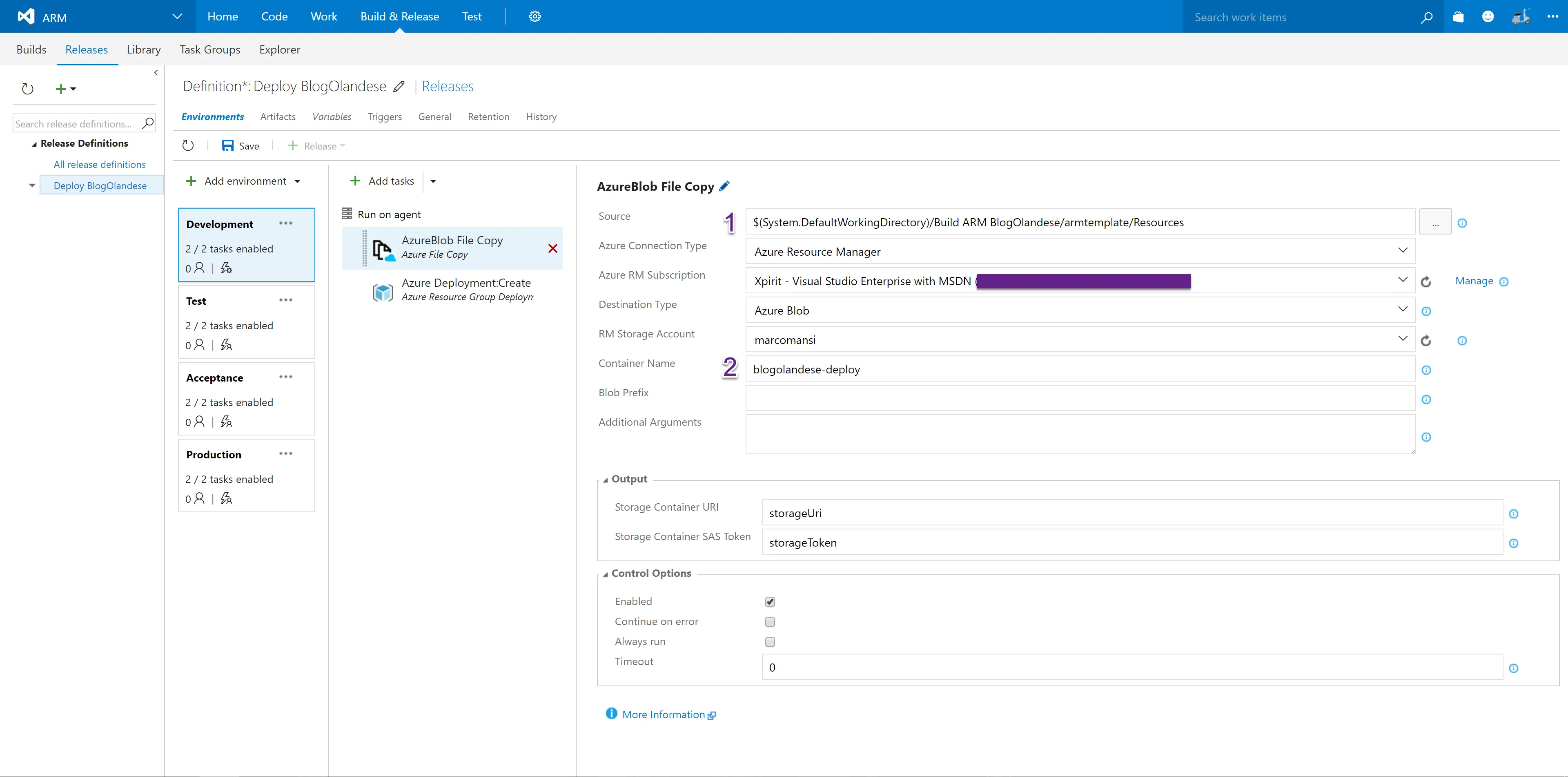 Setting up VSTS with ARM Templates