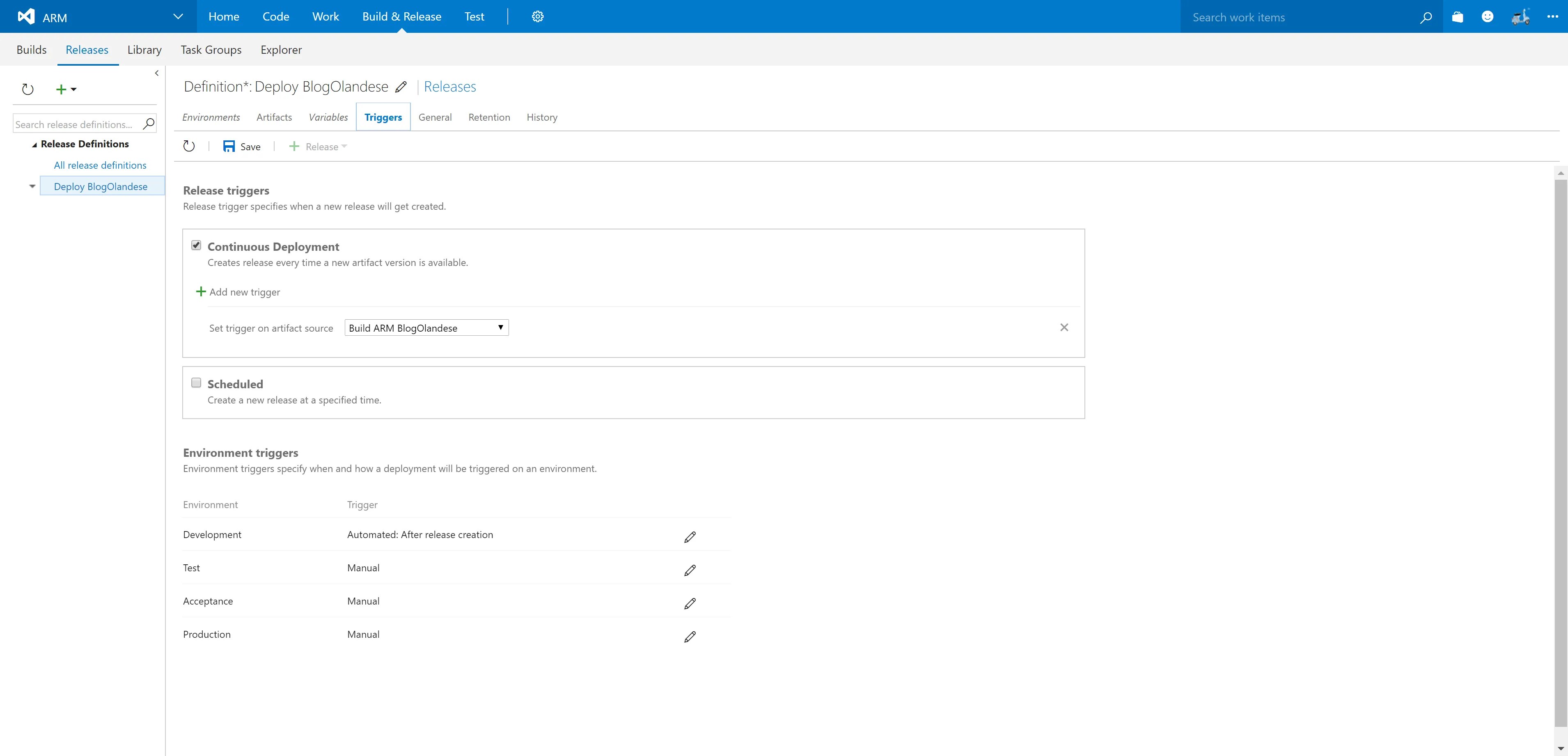 Setting up VSTS with ARM Templates