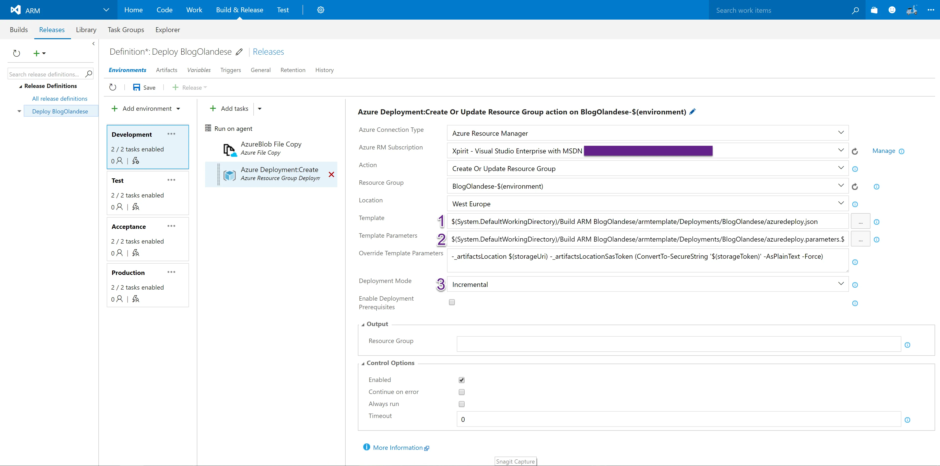 Setting up VSTS with ARM Templates