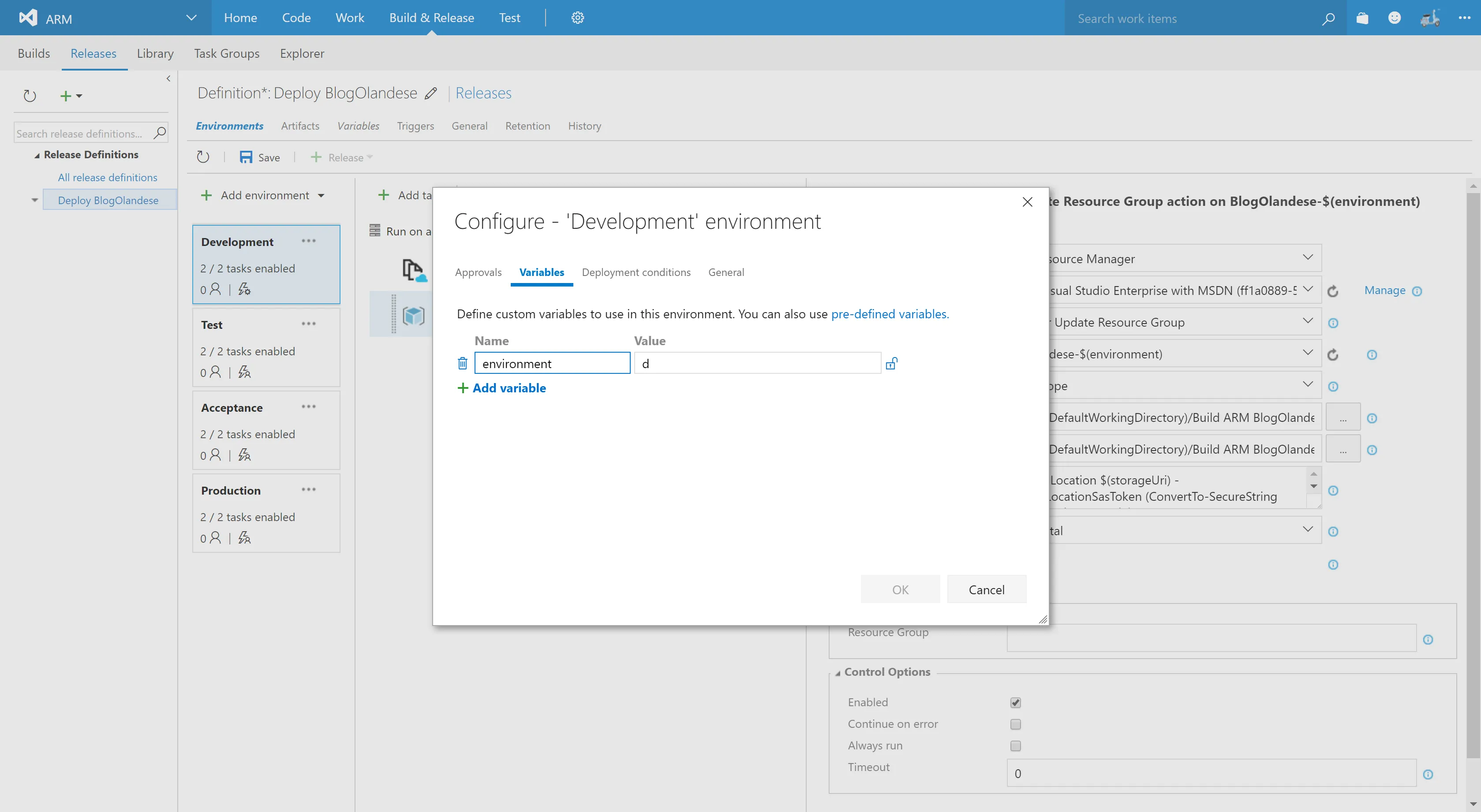 Setting up VSTS with ARM Templates