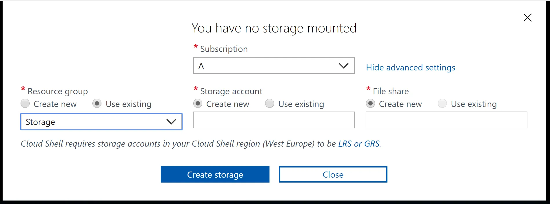 Mount your Azure Cloud Shell to another Storage Account